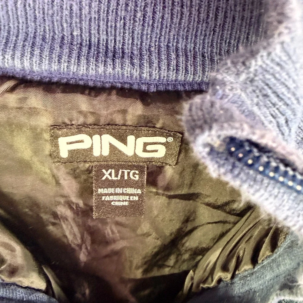 PING‎ Mens Golf Sweater 1/4 Zip Size XL Blue Preppy Money Performance